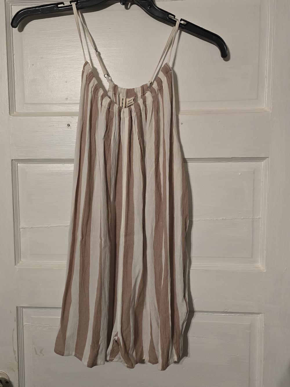 Billabong Taupe and White Striped Spaghetti Romper XS - Picture 2 of 7